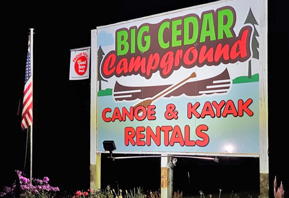 Big Cedar Campgrounds and Livery is located in Germfask, MI.  Our 10 acre campground is along the banks of the pristine Manistique River with many sites overlooking the river.